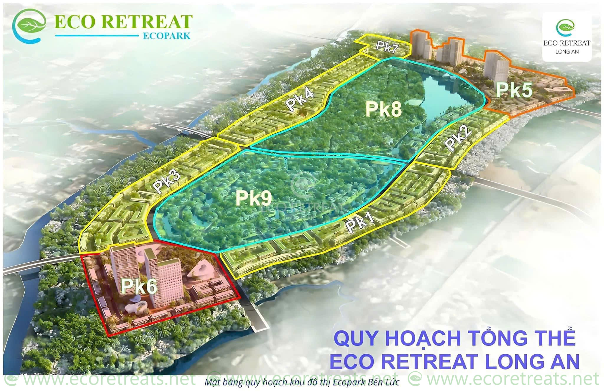 Mặt Bằng Quy Hoạch Tổng Thể Khu đô Thị Eco Retreat Long An Bến Lức